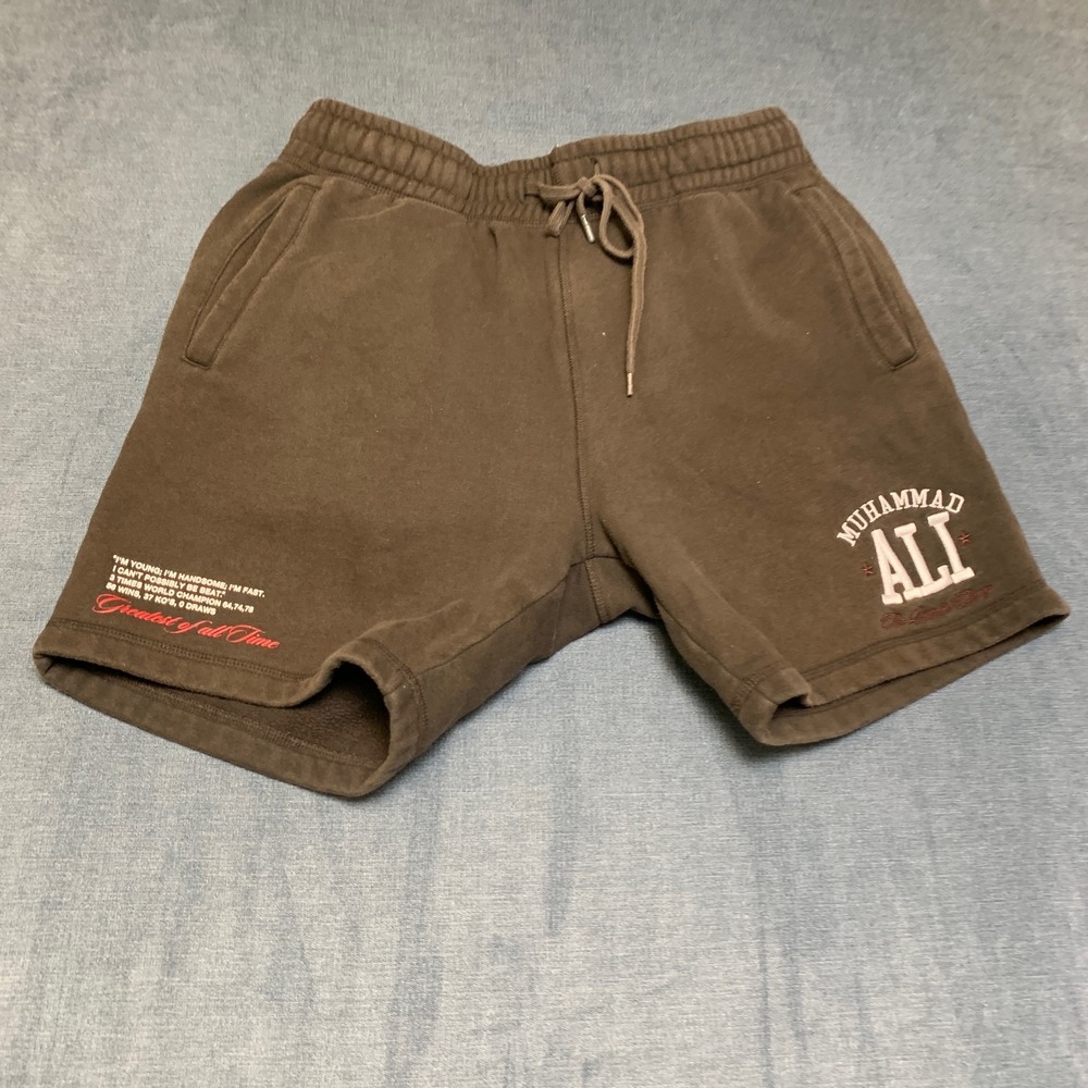 Muhammad Ali Greatest Of All Time Sweat Shorts Mens Large Brown Fleece Lined